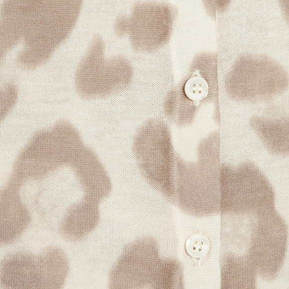 J Crew Cream Leopard Tissue Sweater, Fine Knit Cot - Picture 11 of 14